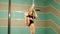 Young pole dance woman. Underwear. Slow motion