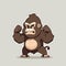 Young powerul angry gorilla. Baby gorilla. Vector graphics. Illustration for a child.