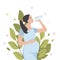 Young pregnant beautiful woman drinks water from a bottle. The concept of a healthy lifestyle. Flat vector illustration