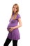 Young pregnant blonde girl on white background