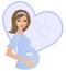 Young pregnant woman with baby boy heart