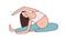 Young pregnant woman stretching her body, doing pregnancy yoga exercise in sitting position. Pilates and fitness for mom