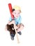 Young preschool boy holding bat