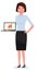 Young pretty business woman with notebook. Cartoon flat vector character illustration.