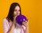 Young pretty girl with balloon, party