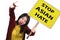 Young pretty and upset Korean woman holding stop Asian hate billboard in human rights defense screaming angry against racism and