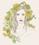 Young pretty woman. Drawn elegant girl in flowers. Romantic lady