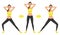 Young pretty woman make lunge exercise with hands behind head. Fit girl in leggings and crop top. Vector illustration.