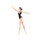 Young professional ballerina in black leotard dancing vector Illustration on a white background