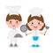 Young professional chefs, cute Culinary chefs vector illustration isolated on white background.