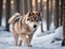 Young puppy Wolf in a snow covered winter forest
