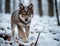 Young puppy Wolf in a winter forest