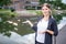 Young real estate agent. Portrait of a young woman offering a sale