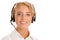 Young receptionist wearing headset