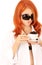 Young red-haired girl and coffee