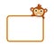 Young red-haired monkey and smiling behind advertising board with orange outline - vector