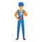 Young repairman icon, cartoon style