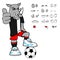 Young rhino soccer cartoon expressions set collection