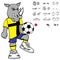 Young Rhino soccer cartoon expressions set collection