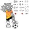 Young Rhino soccer cartoon expressions set collection 2