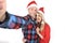 Young romantic couple in love taking selfie mobile phone photo at Christmas