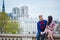 Young romantic couple in Paris