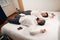 Young romantic couple resting in hotel room