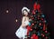 Young romantic woman in christmas fancy dress