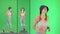 Young running woman in panama on a Green Screen, Chroma Key.