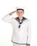 Young sailor saluting isolated white background