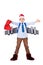 Young Santa Claus with a jetpack on his back holds Christmas gif