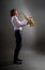 Young saxophone player