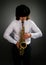 Young saxophone player