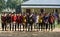 Young school boys standing together isolated unique photo