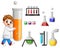 Young scientist holding test tube and laboratory equipment