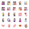 Young Siblings Avatars Flat Icons Pack