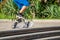 Young skateboarder in Batumi park, sport life