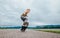 Young skateboarder make a tricks with skateboard