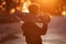 Young skateboarder man holding skateboard