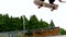 Young skateboarder skating the outdoor skatepark