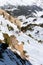 Young skier doing a turn in the Mountains of Andorra in Grandvalira, Andorra