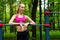 Young slim woman sports portrait on the training ground