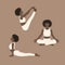 Young slim women doing yoga exercises. Collection of vector illustrations