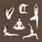Young slim women doing yoga exercises. Set of vector illustrations