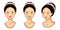 Young smiling beautiful asian women face icons