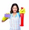 Young smiling cleaner woman.
