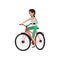 Young smiling woman cycling her bike, active lifestyle concept vector Illustrations on a white background