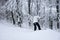 Young snowboarder on a snowy slope