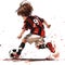 Young Soccer Player in Action, Artistic Illustration