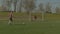 Young soccer player taking a shot on goal